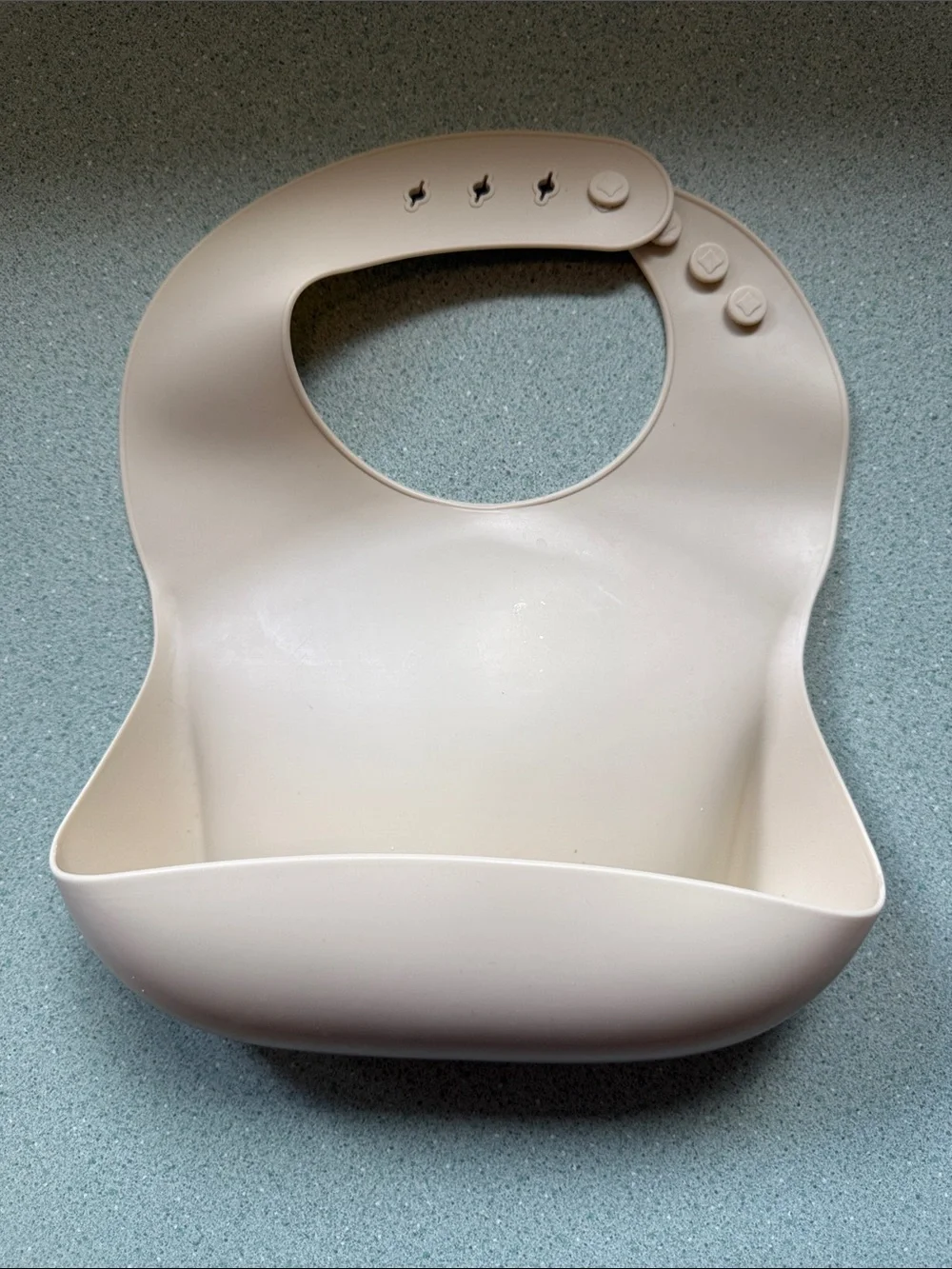 Mushie Silicone Baby Bib - Pink and Cream and Bazzle Baby travel bib in blue